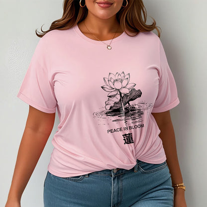 Buddha Stones Lotus Flower Lotus Leaf Ripple Pattern Tee Cotton T-shirt