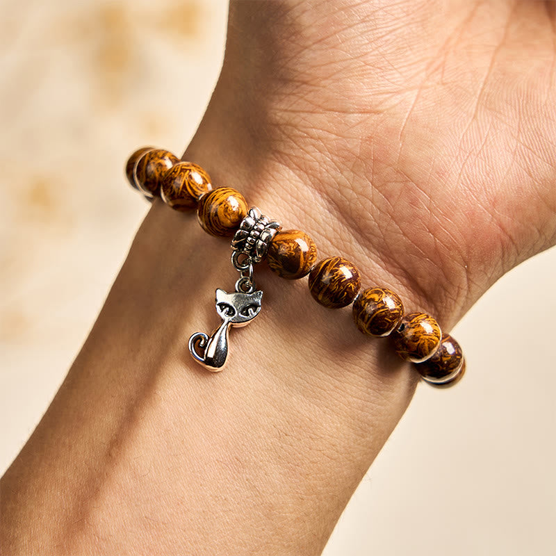 Buddha Stones Natural Stone Kitten Cat Head Protection Bracelet