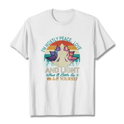 Buddha Stones Vivid Lotus Flower Meditator Sunset Pattern Tee Cotton T-shirt