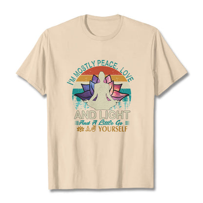 Buddha Stones Vivid Lotus Flower Meditator Sunset Pattern Tee Cotton T-shirt