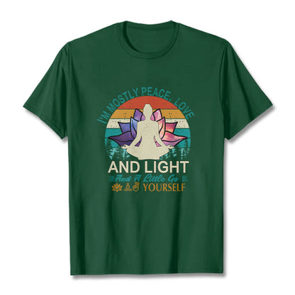 Buddha Stones Vivid Lotus Flower Meditator Sunset Pattern Tee Cotton T-shirt