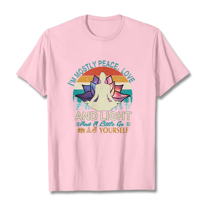 Buddha Stones Vivid Lotus Flower Meditator Sunset Pattern Tee Cotton T-shirt