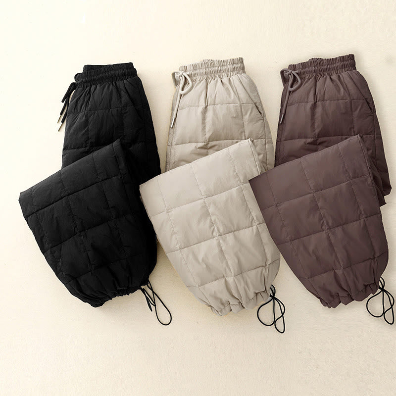 Buddha Stones Winter Drawstring Leg Opening Design Women's Cotton Pants With Pockets