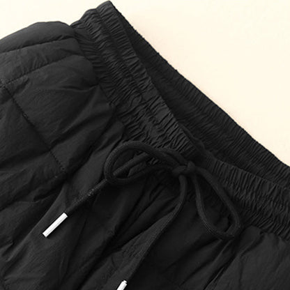 Buddha Stones Winter Drawstring Leg Opening Design Women's Cotton Pants With Pockets