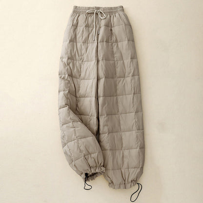 Buddha Stones Winter Drawstring Leg Opening Design Women's Cotton Pants With Pockets