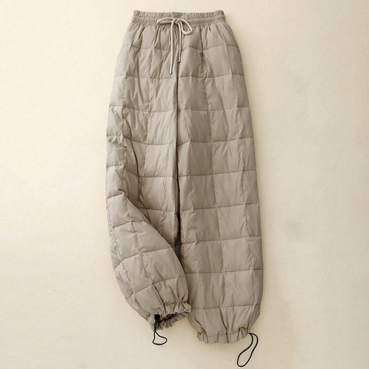 Buddha Stones Winter Drawstring Leg Opening Design Women's Cotton Pants With Pockets