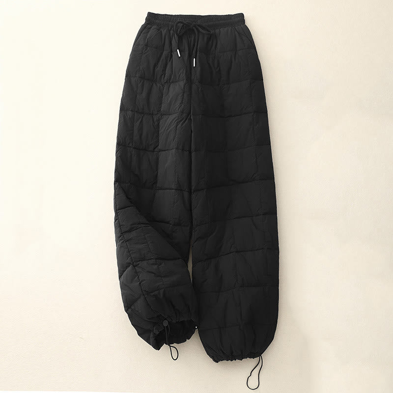 Buddha Stones Winter Drawstring Leg Opening Design Women's Cotton Pants With Pockets