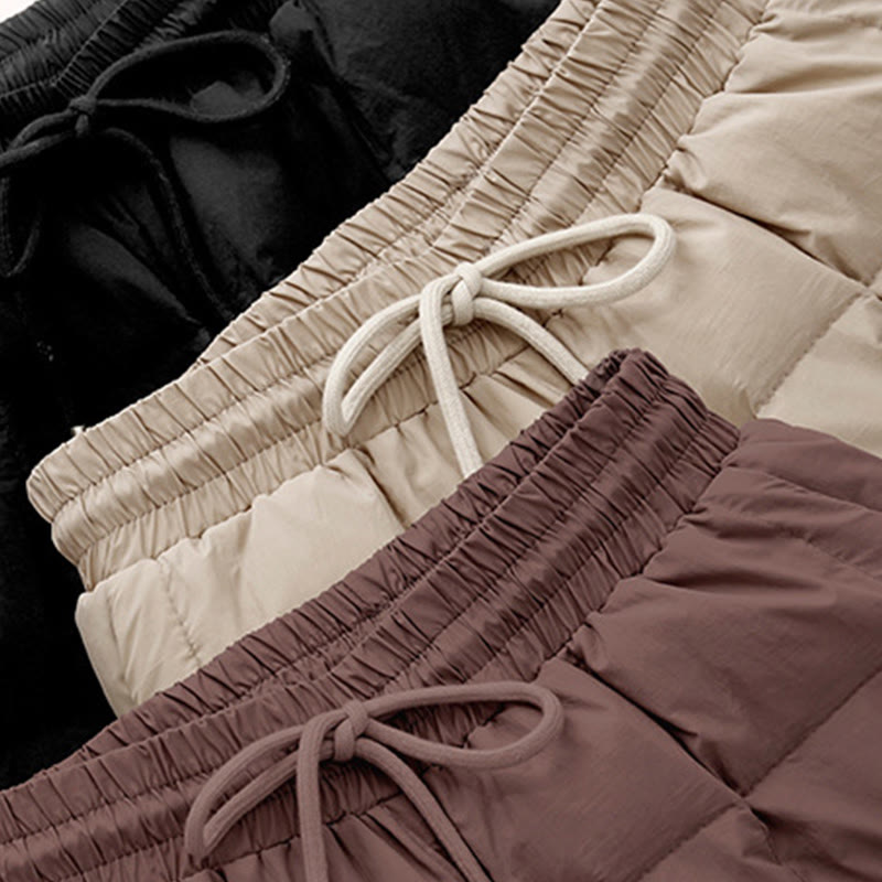 Buddha Stones Winter Drawstring Leg Opening Design Women's Cotton Pants With Pockets
