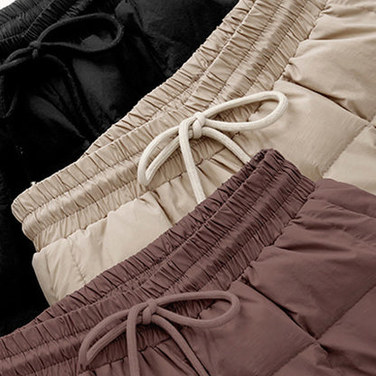 Buddha Stones Winter Drawstring Leg Opening Design Women's Cotton Pants With Pockets