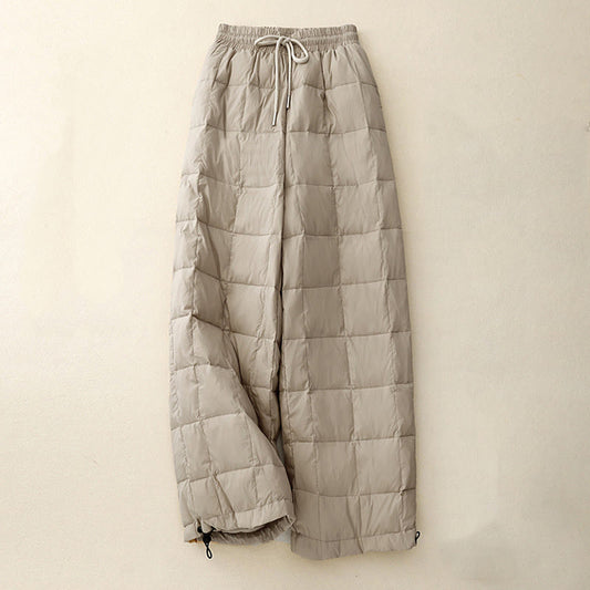 Buddha Stones Winter Drawstring Leg Opening Design Women's Cotton Pants With Pockets