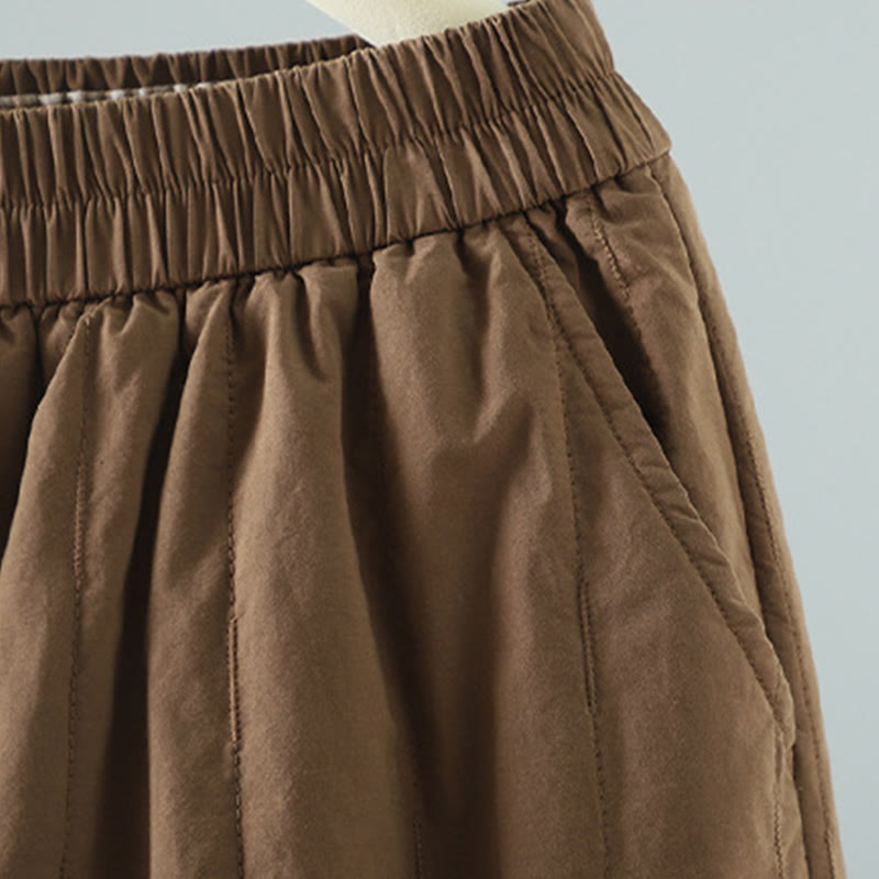 Buddha Stones Winter Plain Women's Harem Cotton Ankle-Length Pants With Pockets