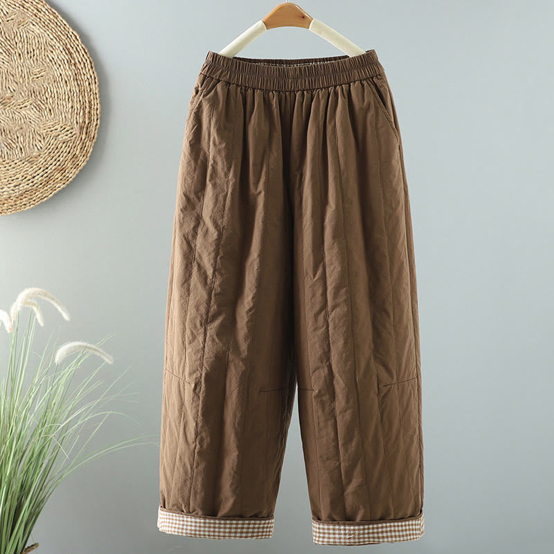 Buddha Stones Winter Plain Women's Harem Cotton Ankle-Length Pants With Pockets