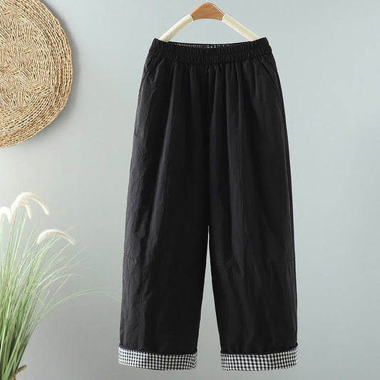Buddha Stones Winter Plain Women's Harem Cotton Ankle-Length Pants With Pockets
