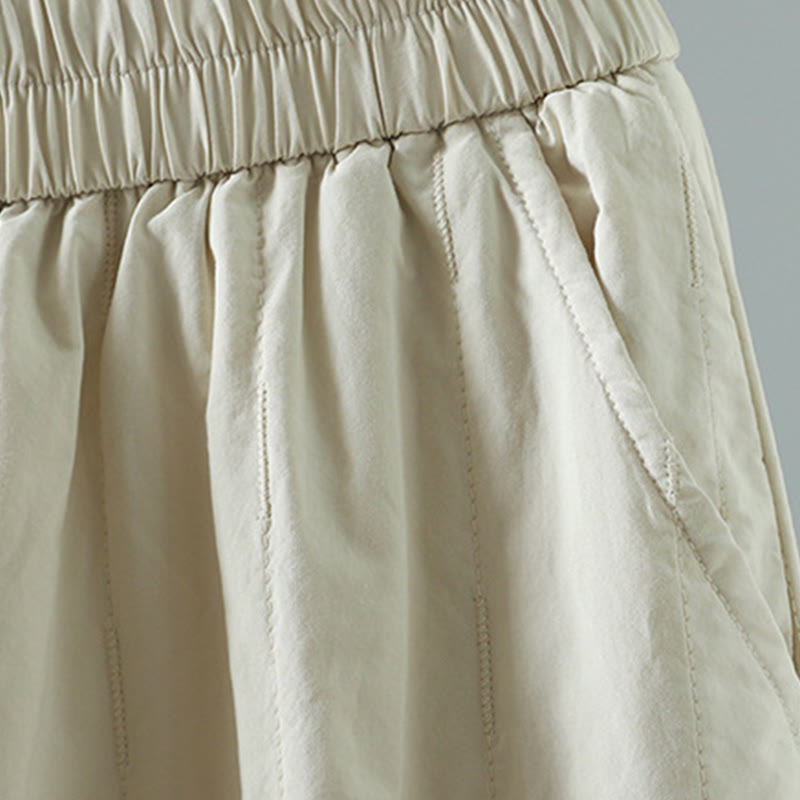 Buddha Stones Winter Plain Women's Harem Cotton Ankle-Length Pants With Pockets