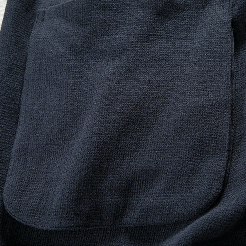Buddha Stones Pure Color Open Front Jacket Men's Cotton Linen Long Sleeve Kimono With Pockets