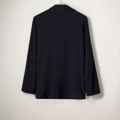 Buddha Stones Men's Plain Design Open Front Jacket Cotton Linen Long Sleeve Kimono