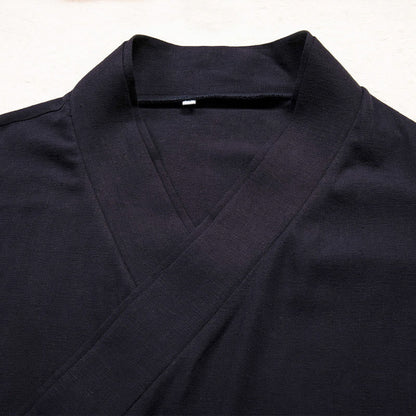 Buddha Stones Men's Plain Design Open Front Jacket Cotton Linen Long Sleeve Kimono