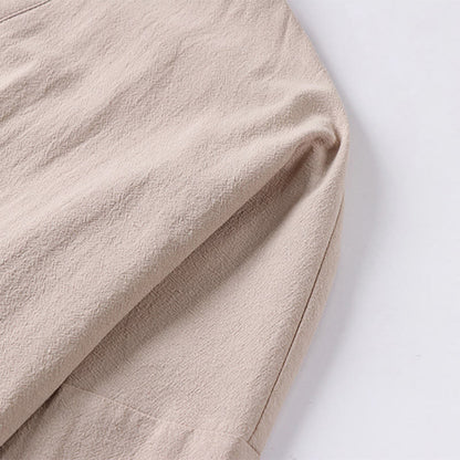 Buddha Stones Long Sleeve Buttons Design Men's Open Front Cotton Linen Jacket Kimono With Pockets