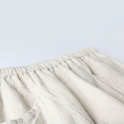Buddha Stones Casual High Waist Design Women's Harem Cotton 7-8 Length Pants With Pockets