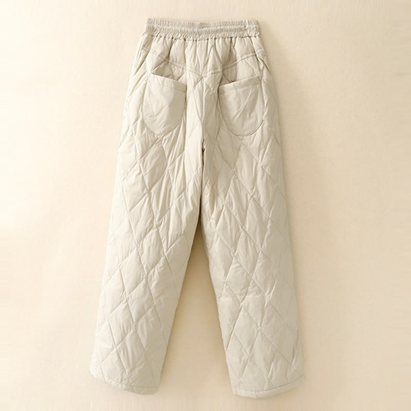 Buddha Stones Casual High Waist Drawstring Design Women's Wide Leg Cotton Pants With Pockets