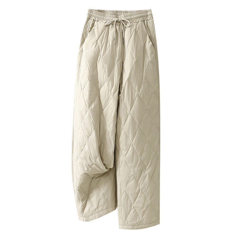 Buddha Stones Casual High Waist Drawstring Design Women's Wide Leg Cotton Pants With Pockets