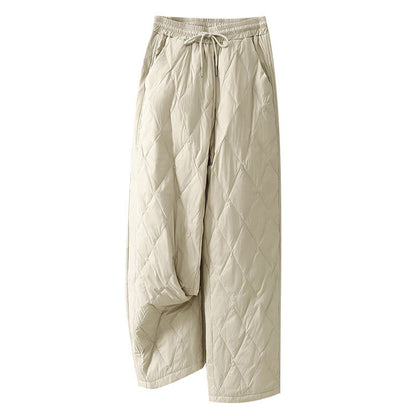 Buddha Stones Casual High Waist Drawstring Design Women's Wide Leg Cotton Pants With Pockets