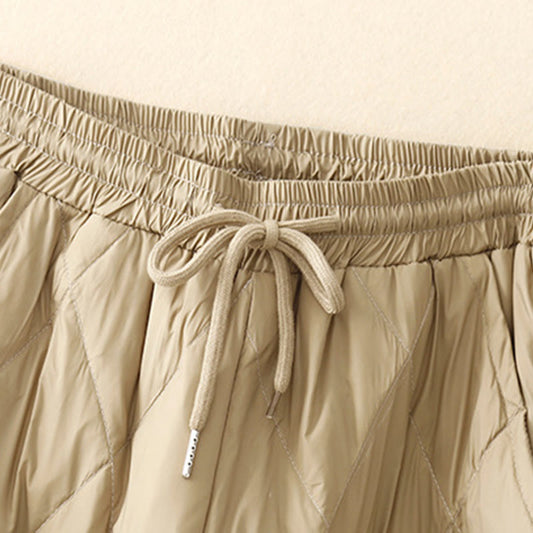 Buddha Stones Casual High Waist Drawstring Design Women's Wide Leg Cotton Pants With Pockets