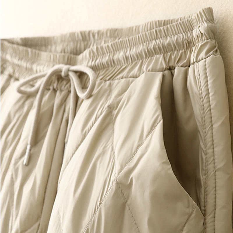 Buddha Stones Casual High Waist Drawstring Design Women's Wide Leg Cotton Pants With Pockets