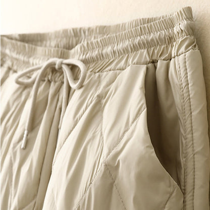 Buddha Stones Casual High Waist Drawstring Design Women's Wide Leg Cotton Pants With Pockets
