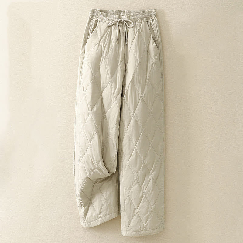 Buddha Stones Casual High Waist Drawstring Design Women's Wide Leg Cotton Pants With Pockets