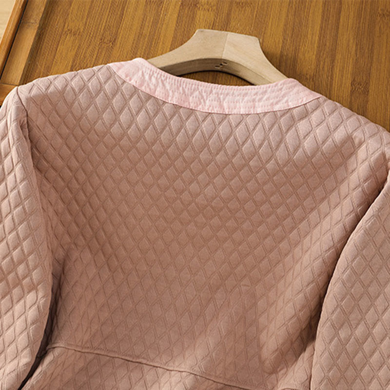 Buddha Stones Retro Plain Women's Cotton Long Sleeve Jacket With Pockets