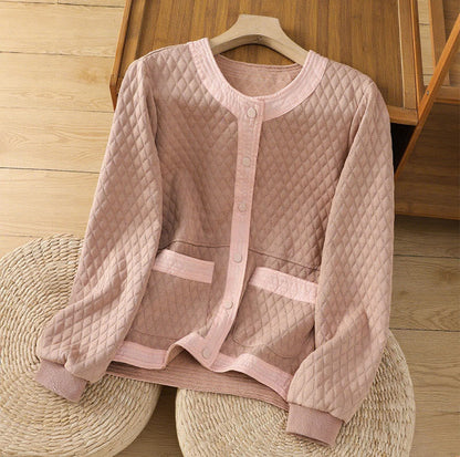 Buddha Stones Retro Plain Women's Cotton Long Sleeve Jacket With Pockets