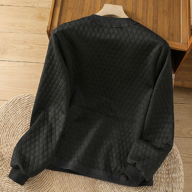 Buddha Stones Retro Plain Women's Cotton Long Sleeve Jacket With Pockets