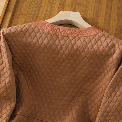Buddha Stones Retro Plain Women's Cotton Long Sleeve Jacket With Pockets