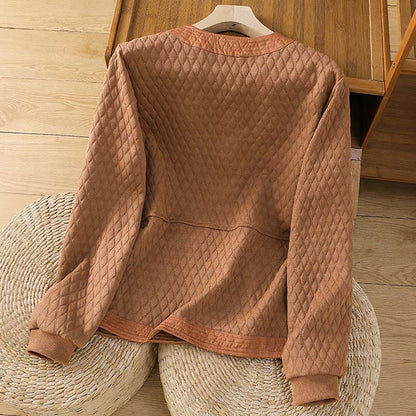 Buddha Stones Retro Plain Women's Cotton Long Sleeve Jacket With Pockets