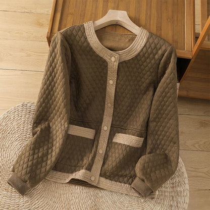 Buddha Stones Retro Plain Women's Cotton Long Sleeve Jacket With Pockets