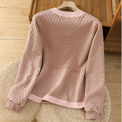 Buddha Stones Retro Plain Women's Cotton Long Sleeve Jacket With Pockets