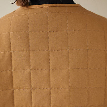 Buddha Stones Retro Plain Women's Thick Cotton Long Sleeve Coat Jacket With Pockets