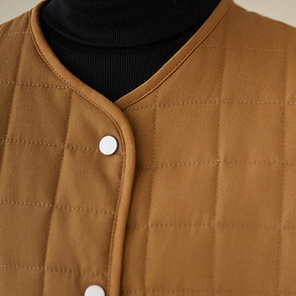 Buddha Stones Retro Plain Women's Thick Cotton Long Sleeve Coat Jacket With Pockets