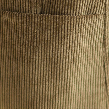 Buddha Stones Retro Plain Women's Cotton Long Sleeve Corduroy Jacket With Pockets