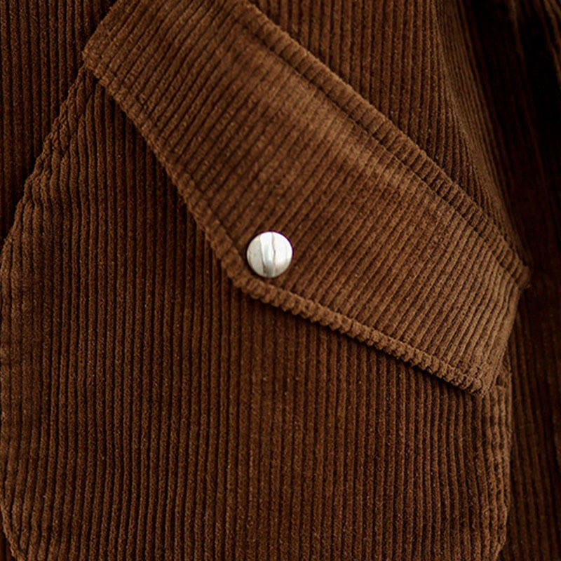 Buddha Stones Sleeveless Buttons Women's Cotton Vest Corduroy Waistcoat With Pockets
