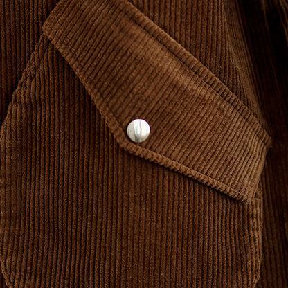 Buddha Stones Sleeveless Buttons Women's Cotton Vest Corduroy Waistcoat With Pockets