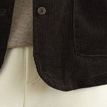 Buddha Stones Corduroy Buttons Women's Sleeveless Cotton Vest Waistcoat With Pockets