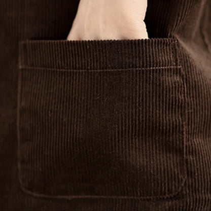 Buddha Stones Corduroy Buttons Women's Sleeveless Cotton Vest Waistcoat With Pockets