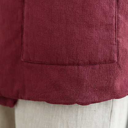 Buddha Stones Plain Lace-up Women's Sleeveless Cotton Vest Waistcoat With Pockets