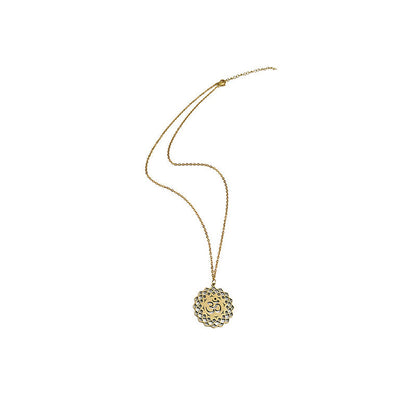 Buddha Stones Hollow Lotus Design Om Symbol Stainless Steel Connection Necklace Pendant