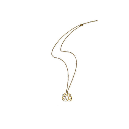 Buddha Stones Hollow Lotus Design Stainless Steel Enlightenment Necklace Pendant