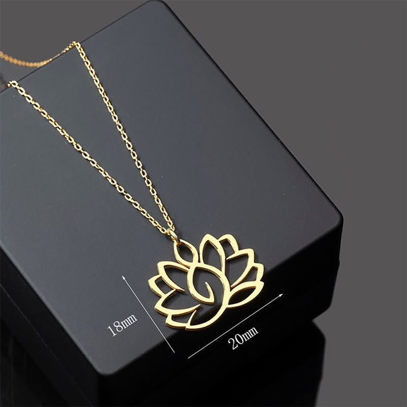 Buddha Stones Hollow Lotus Design Stainless Steel Enlightenment Necklace Pendant