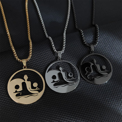 Buddha Stones Yin Yang Buddha Figure Hollow Design Stainless Steel Balance Necklace Pendant