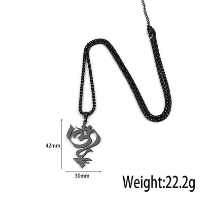Buddha Stones Vintage OM Symbol geometry Design Stainless Steel Connection Necklace Pendant